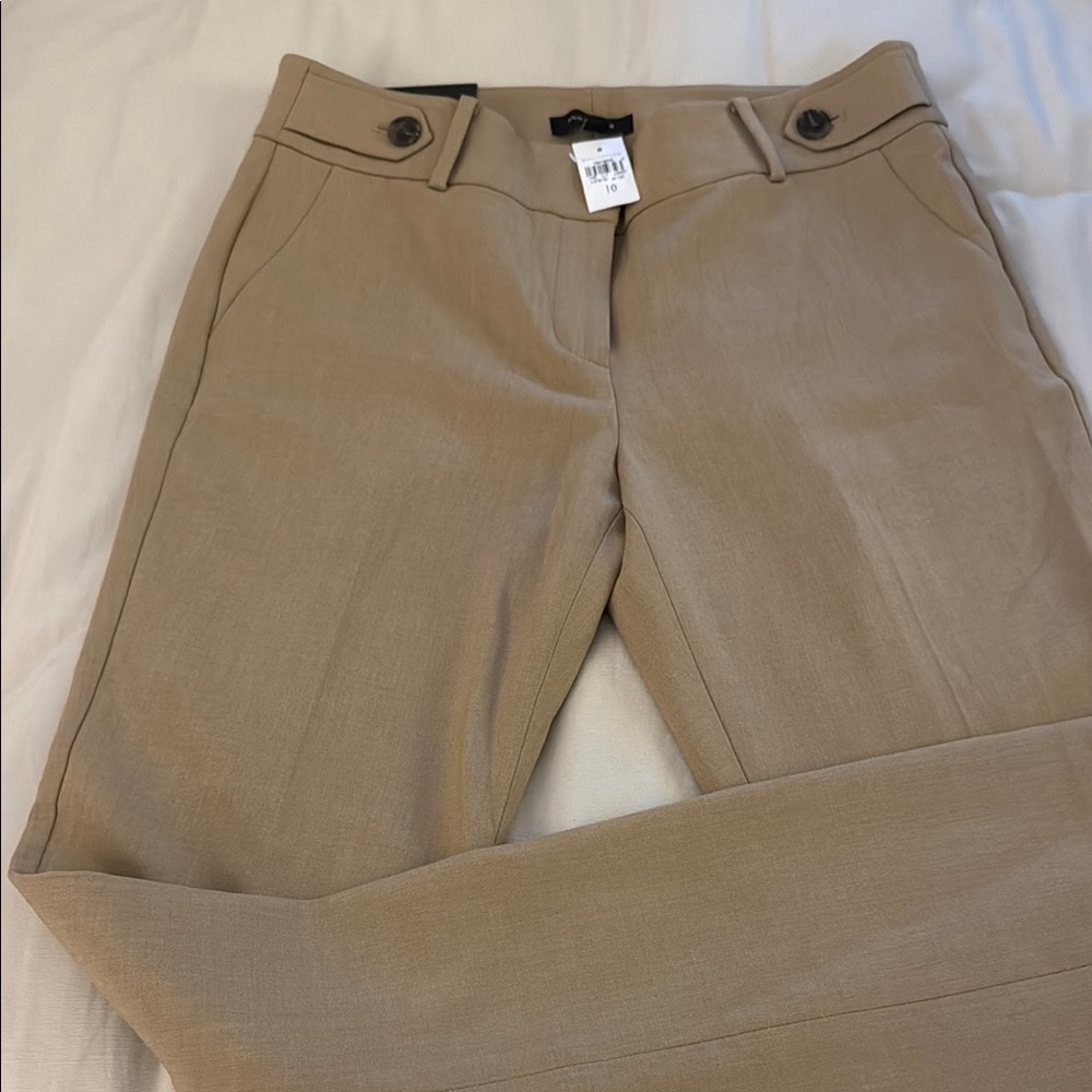 Ann Taylor Tan Trousers with Belt Loops and Tapered Fit